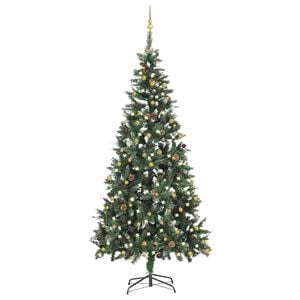 vidaXL Christmas Tree Green and White PVC, Iron, Plastic Large
