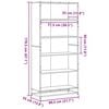 vidaXL Bookcase Smoked oak Engineered wood, metal Tall Bookcase