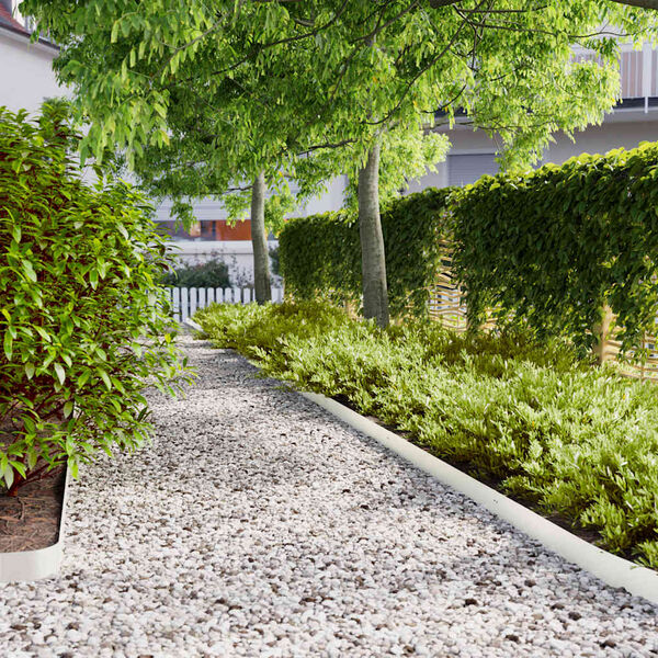 vidaXL Lawn Edgings 50 pcs White 3.9x40.6" Cold-rolled Steel