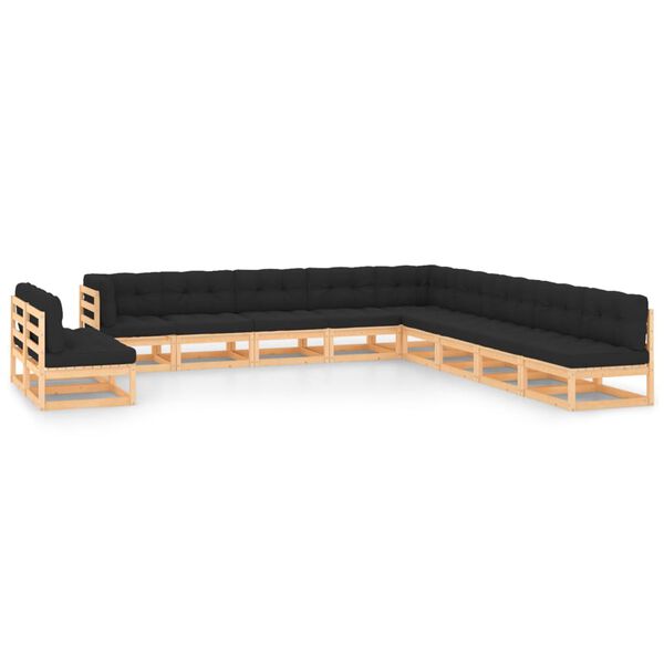 vidaXL Garden Lounge Set Anthracite Solid pinewood Large Modular