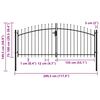 vidaXL Double Door Fence Gate with Spear Top 118.1"x59.1"