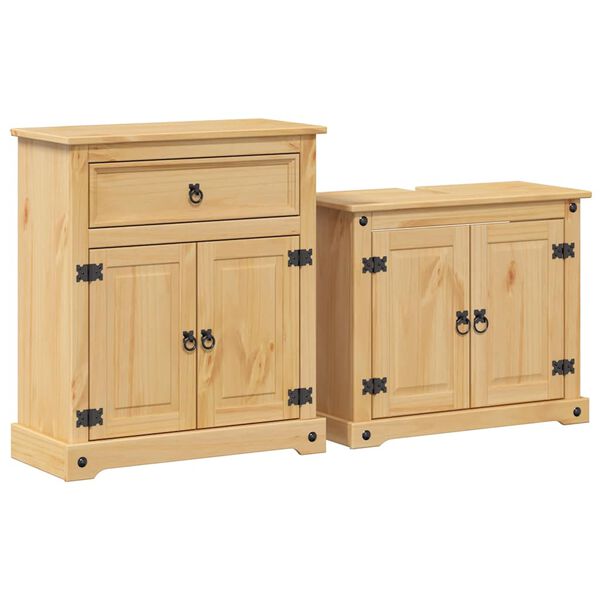vidaXL Bathroom Furniture Set Honey wax finish