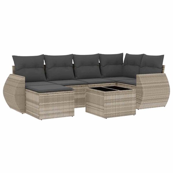 vidaXL Garden Sofa Set Light grey PE Rattan Large Modular