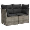 vidaXL Garden Sofa Set Grey PE Rattan Large Adjustable Armrests