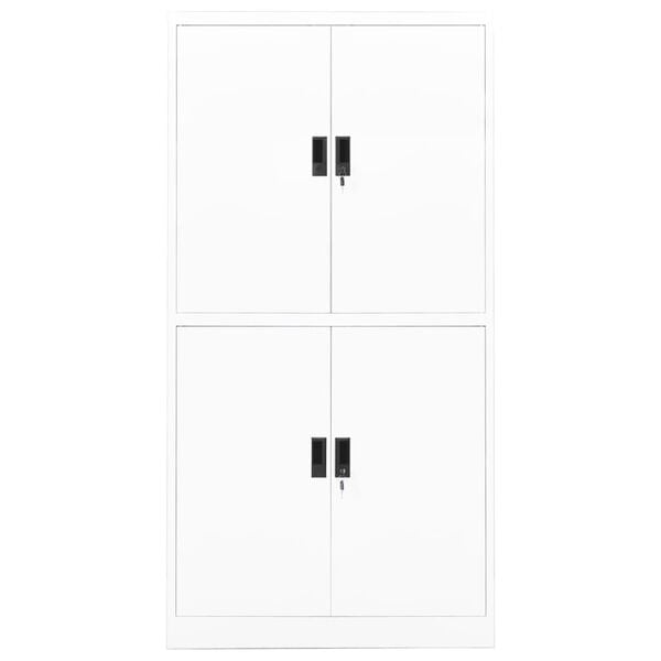 vidaXL Office Cabinet White Steel Large Locks Office Cabinet