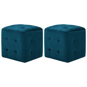vidaXL Pouffe Blue Velvet fabric upholstery, wooden frame