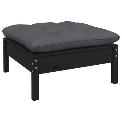vidaXL 12 Piece Patio Lounge Set with Cushions Black Pinewood