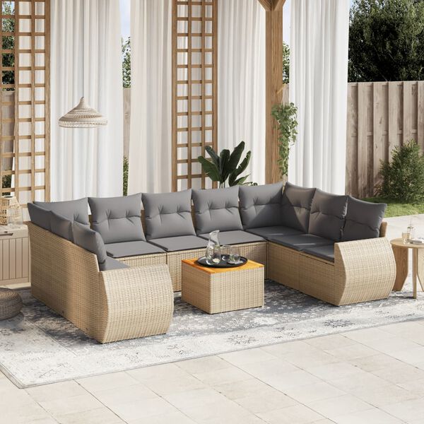 vidaXL Garden Sofa Set Beige and Light Grey