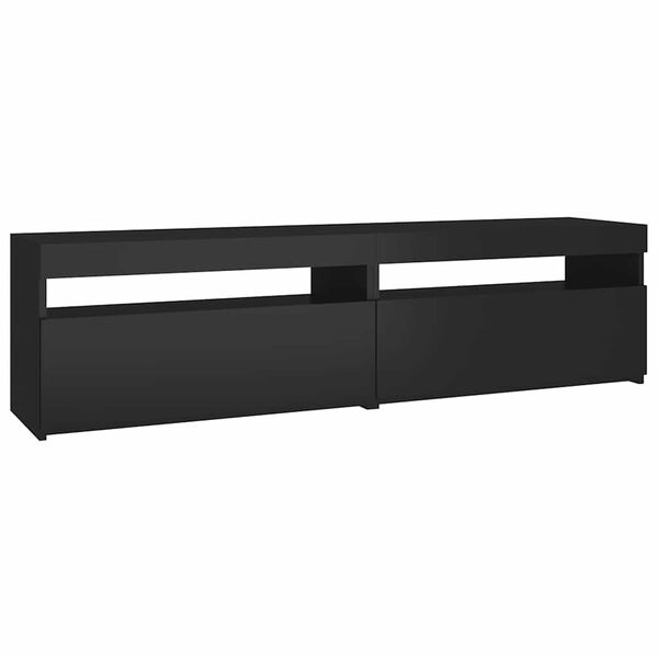 vidaXL TV Cabinet Set of 2 Black Engineered Wood Medium TV Cabinet