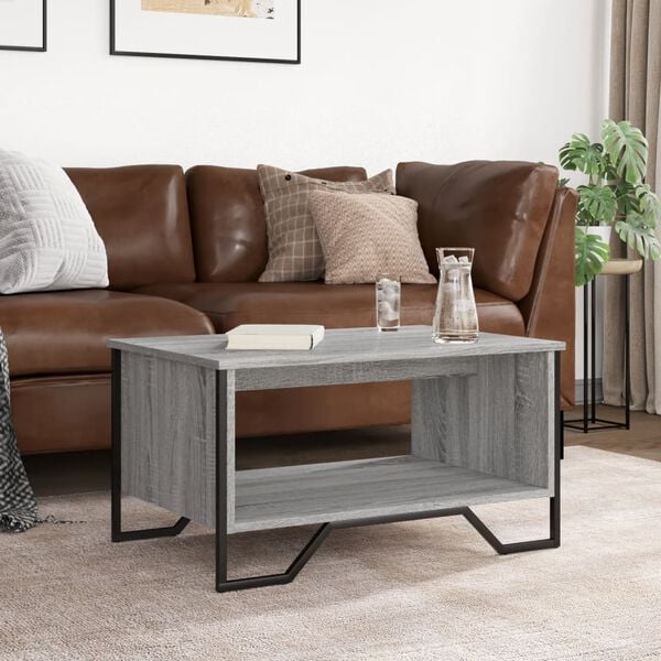 vidaXL Coffee Table Grey Sonoma Engineered Wood, Metal Medium