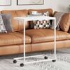 vidaXL Side Table White Engineered Wood, Iron Medium Rollable
