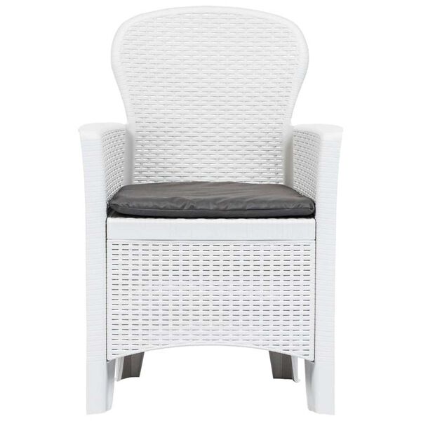 vidaXL 5 Piece Patio Dining Set Plastic Rattan White