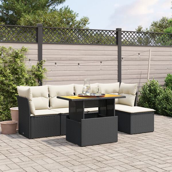 vidaXL Garden Sofa Set Black and Cream White