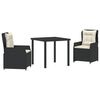 vidaXL Garden Dining Set 3 pcs Black poly rattan