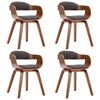vidaXL Dining Chair Set of 4 Dark Grey 90% Cotton, 10% Polyester, Bentwood