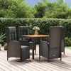 vidaXL Garden Dining Set Black PE rattan Standard Adjustable Armrests
