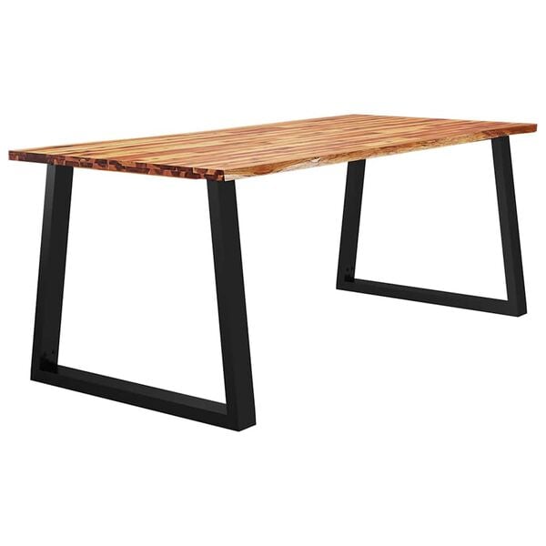 vidaXL Dining Table Natural wood with black legs