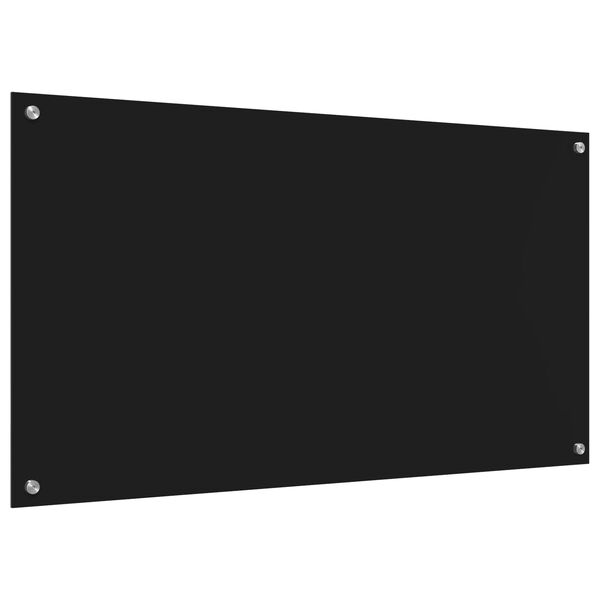 vidaXL Kitchen Backsplash Black 43.31 x 23.62 x 0.24 in Tempered Glass
