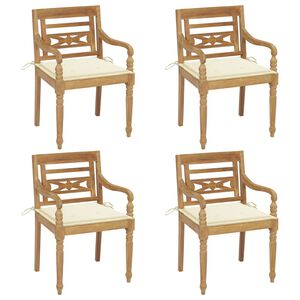 vidaXL Batavia Chairs with Cushions 4 pcs Solid Teak Wood