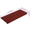 vidaXL Stair Mat Set of 15 Red Needle felt fabric (95%PES, 5%PP)