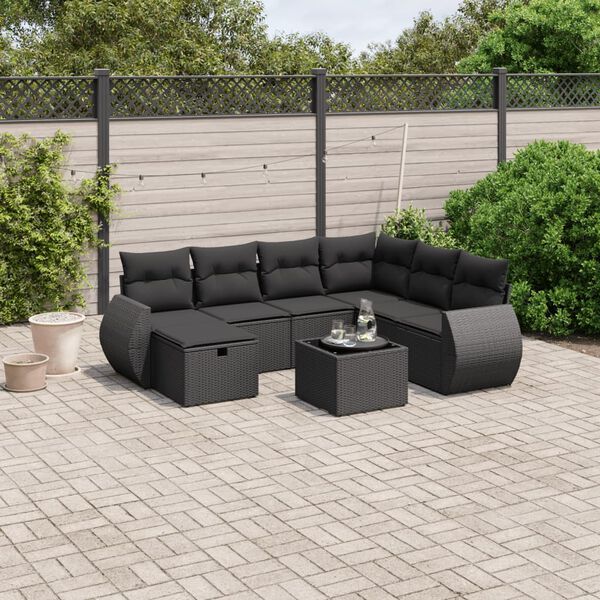 vidaXL Garden Sofa Set Black