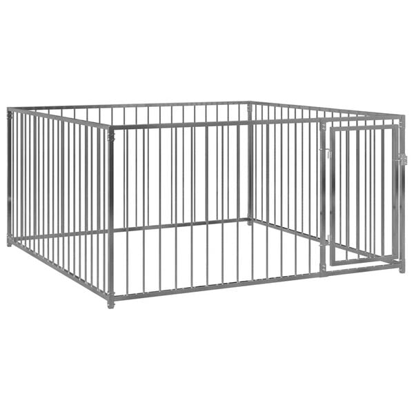 vidaXL Dog Kennel Silver Steel 78.7x78.7x39.4 in Durable Dog Kennel
