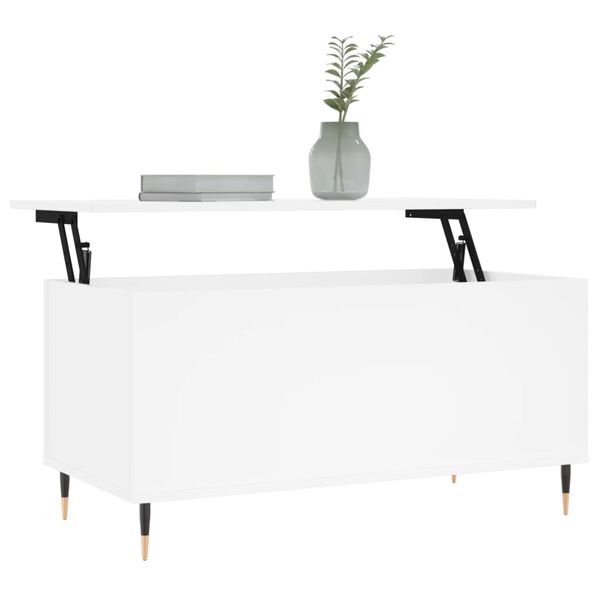 vidaXL Coffee Table White Engineered Wood 35.4 in x 17.5 in x 17.7 in