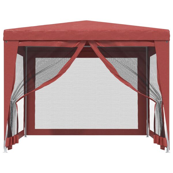 vidaXL Party Tent with 4 Mesh Sidewalls Red 9.8'x9.8' HDPE
