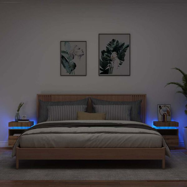 vidaXL Bedside Cabinet Set of 2 Artisan oak Engineered wood Medium