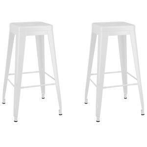 vidaXL Bar Stool Set of 2 White Metal 16.9x16.9x30.3 in Stackable