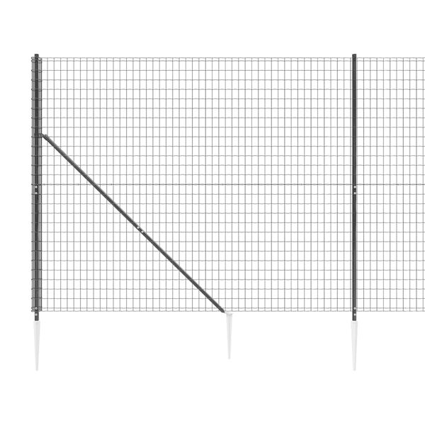 vidaXL Wire Mesh Fence with Spike Anchors Anthracite 4.6x82.0'