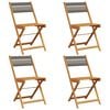 vidaXL Garden Chair Set of 4 Grey Solid acacia wood, rope Regular