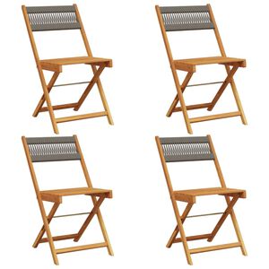 vidaXL Garden Chair Set of 4 Grey Solid acacia wood, rope Regular