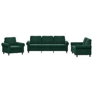 vidaXL Sofa Set Dark Green Velvet (100% polyester), metal, plywood