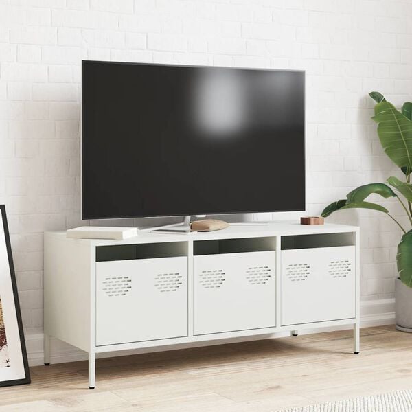 vidaXL TV Cabinet White Cold-rolled steel Medium Adjustable Feet