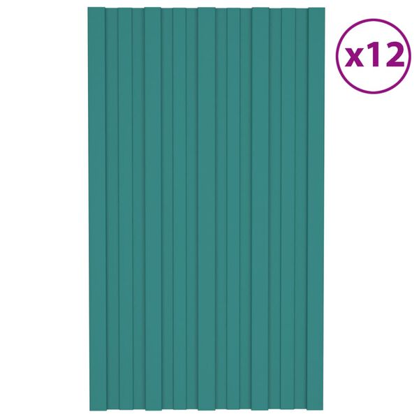 vidaXL Roof Panels 12 pcs Galvanised Steel Green 31.5x17.7"