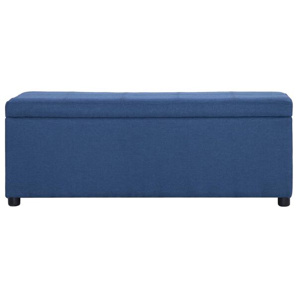 vidaXL Bench Blue Polyester, Wood Medium Storage Bench Rectangular