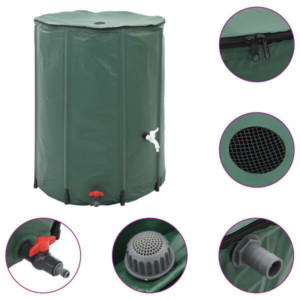 vidaXL Water Tank Green PVC 500 Gallon Collapsible Rainwater Tank