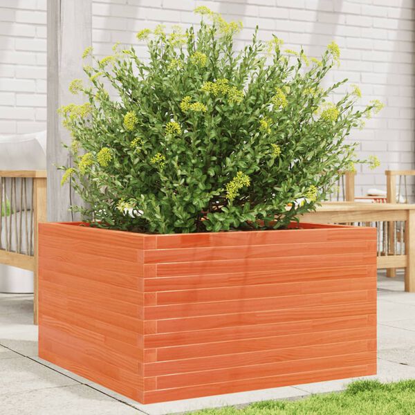 vidaXL Patio Planter Wax Brown 31.5x31.5x17.9" Solid Wood Pine