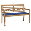 vidaXL Batavia Bench with Royal Blue Cushion 59.1 " Solid Teak Wood