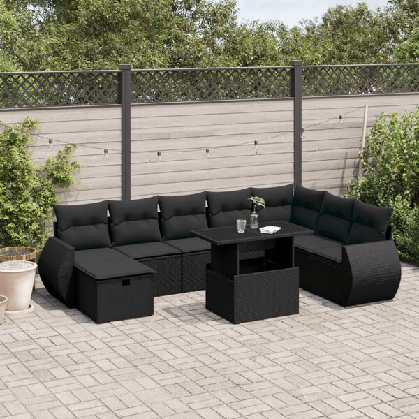 vidaXL Garden Sofa Set Black