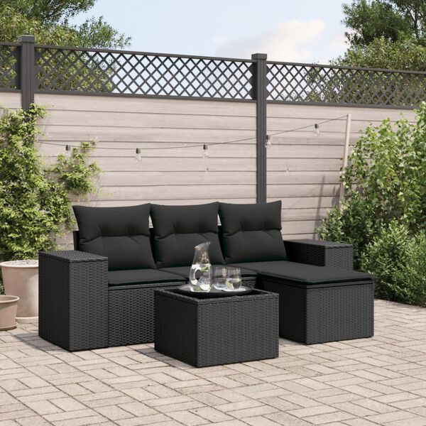 vidaXL Garden Sofa Set Black