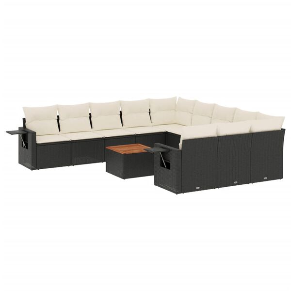vidaXL Garden Sofa Set Black, Cream