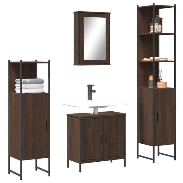 vidaXL Bathroom Furniture Set Brown oak
