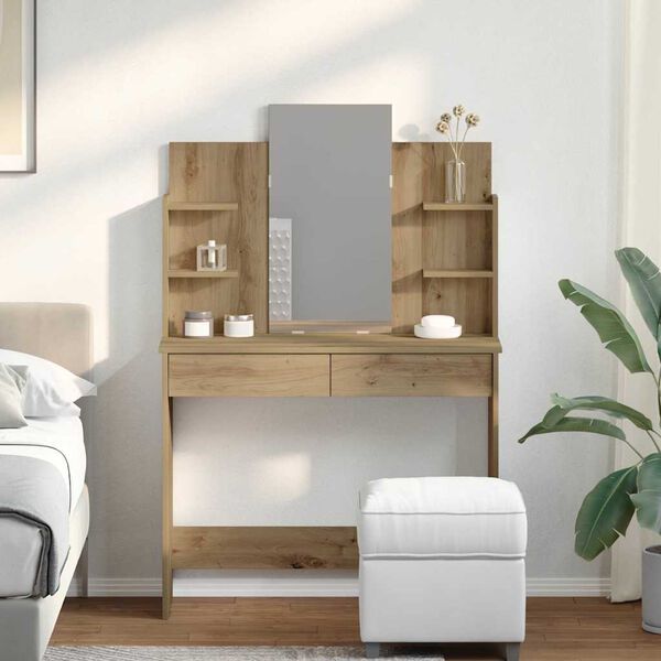 vidaXL Dressing Table Artisan Oak Engineered wood, Glass Large