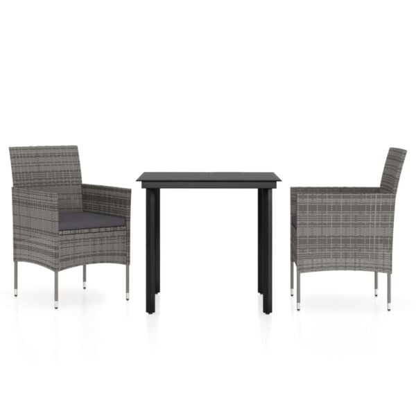 vidaXL Garden Dining Set Grey and Black