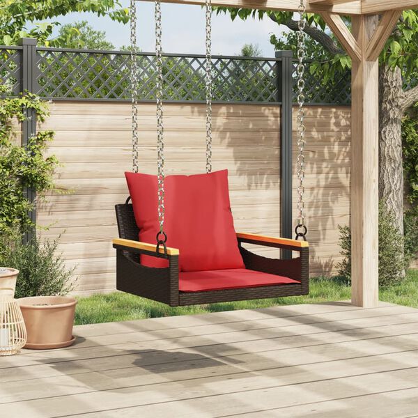 vidaXL Patio Swing Bench Brown PE rattan One Size UV-resistant materials