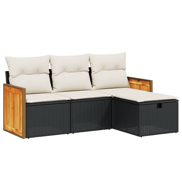 vidaXL Garden Sofa Set Black, Cream White