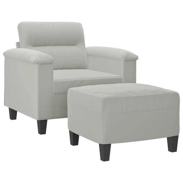 vidaXL Sofa Chair With Footstool Light Grey