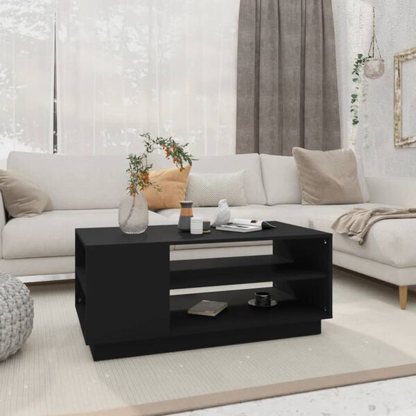 vidaXL Coffee Table Black Engineered Wood Medium Modern Coffee Table